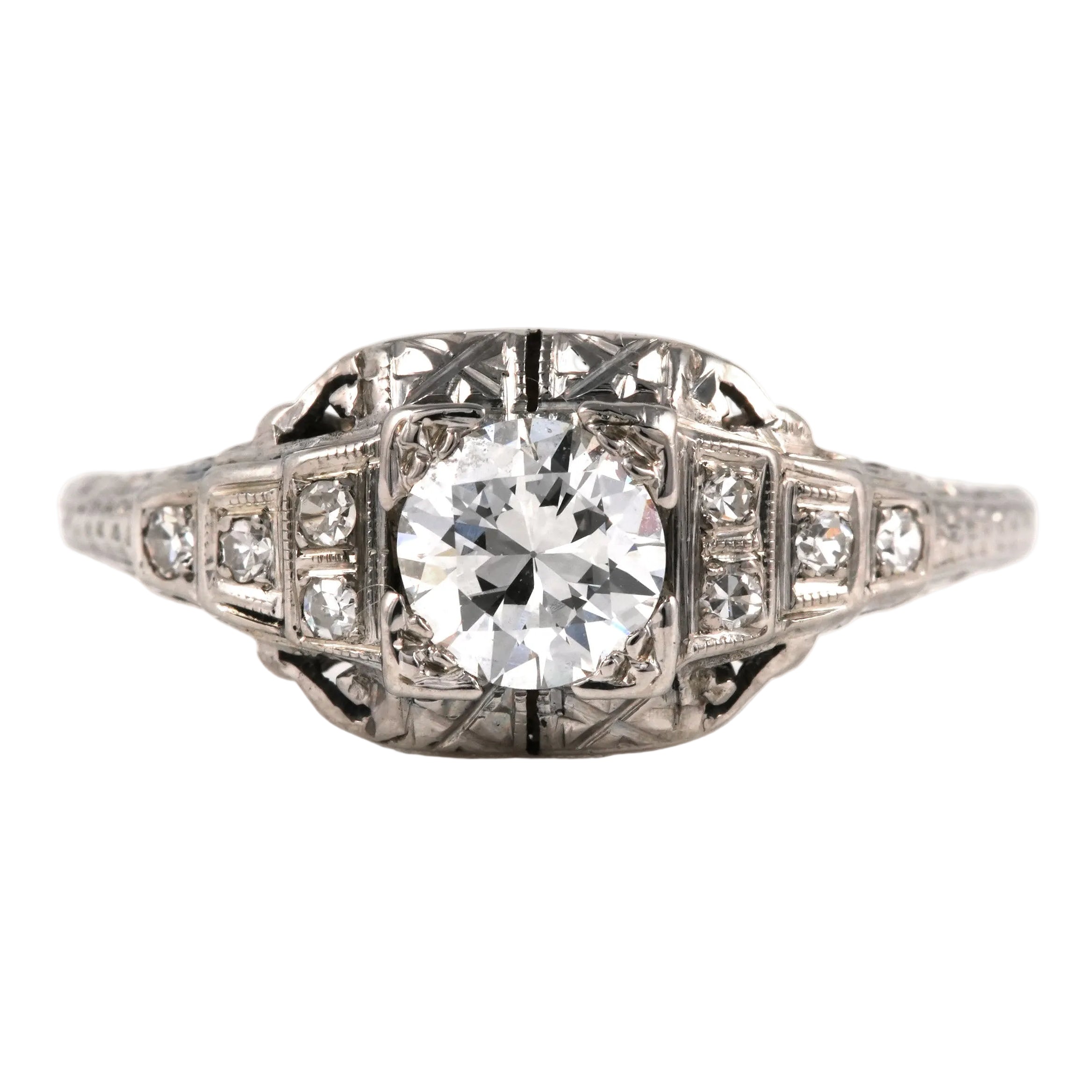 Bague en or blanc et diamants