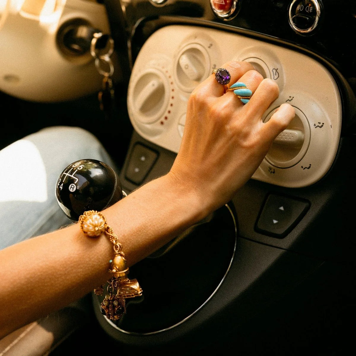 Yellow Gold and Enamel Bangle Ring