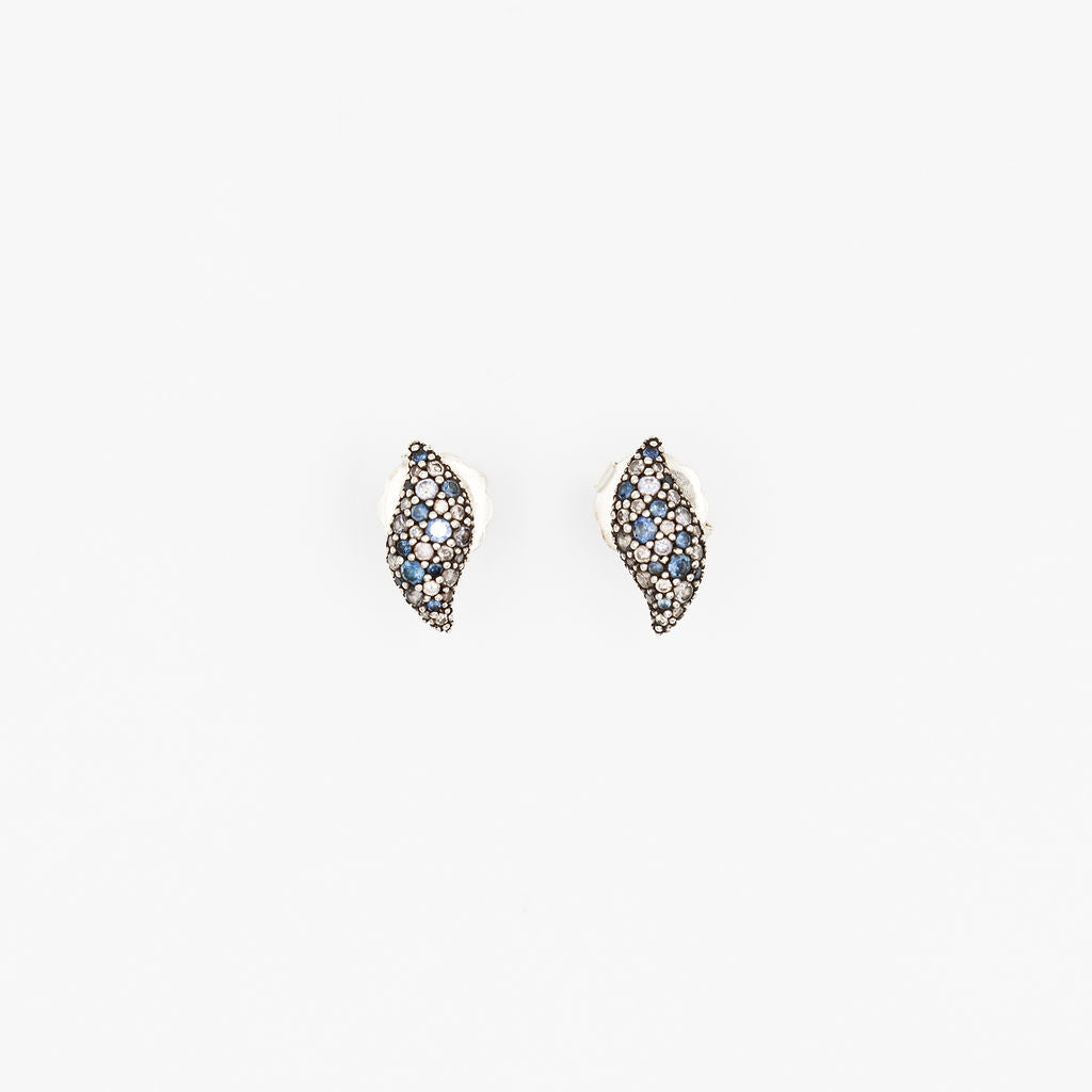 Boucles d'Oreilles Puces DAVID YURMAN en argent, saphirs et diamants