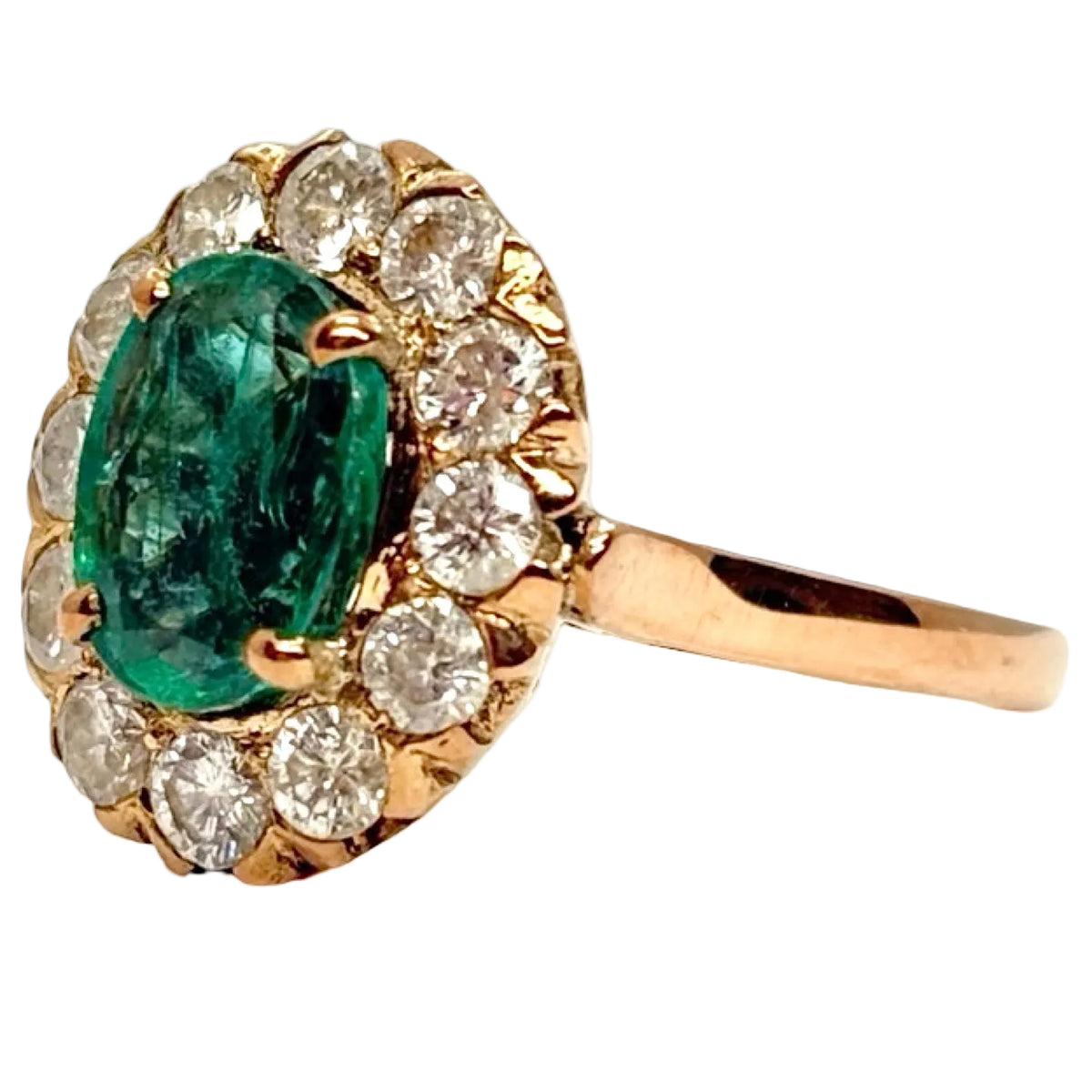Marguerite Ring in Rose Gold, Emerald, and Diamonds