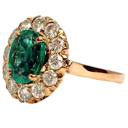 Marguerite Ring in Rose Gold, Emerald, and Diamonds