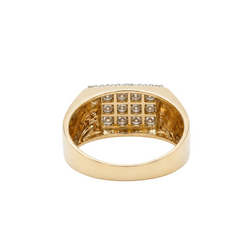 Yellow Gold Signet Ring with Diamonds