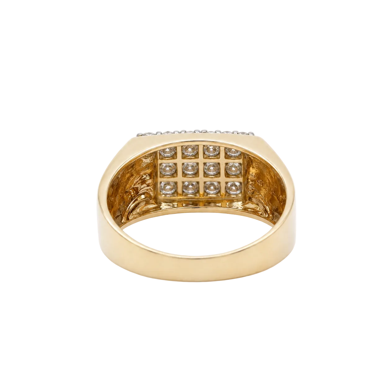 Yellow Gold Signet Ring with Diamonds