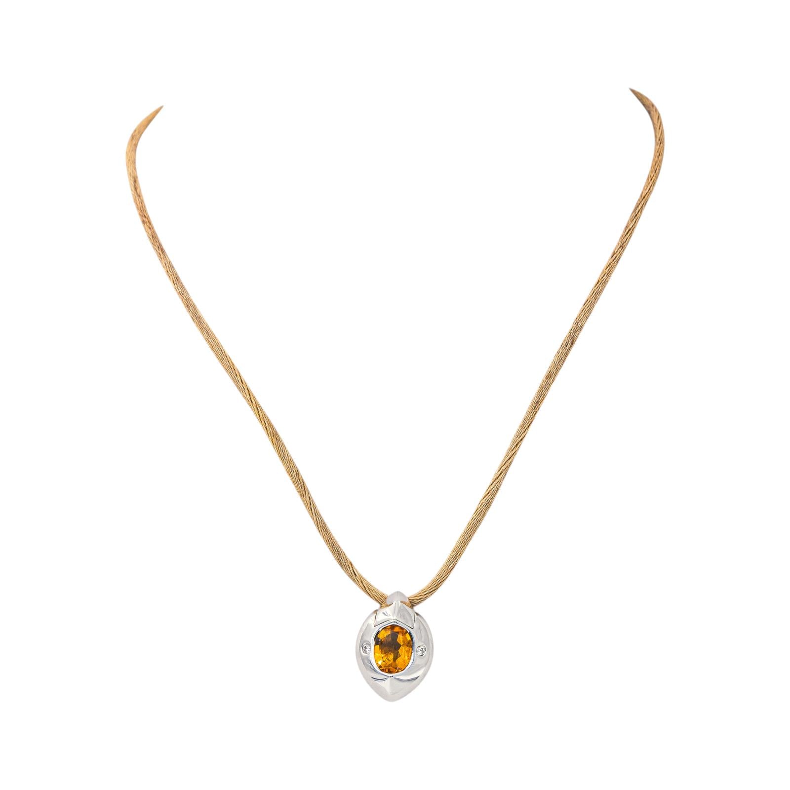 Piaget Necklace with Pendant  White gold Citrine
