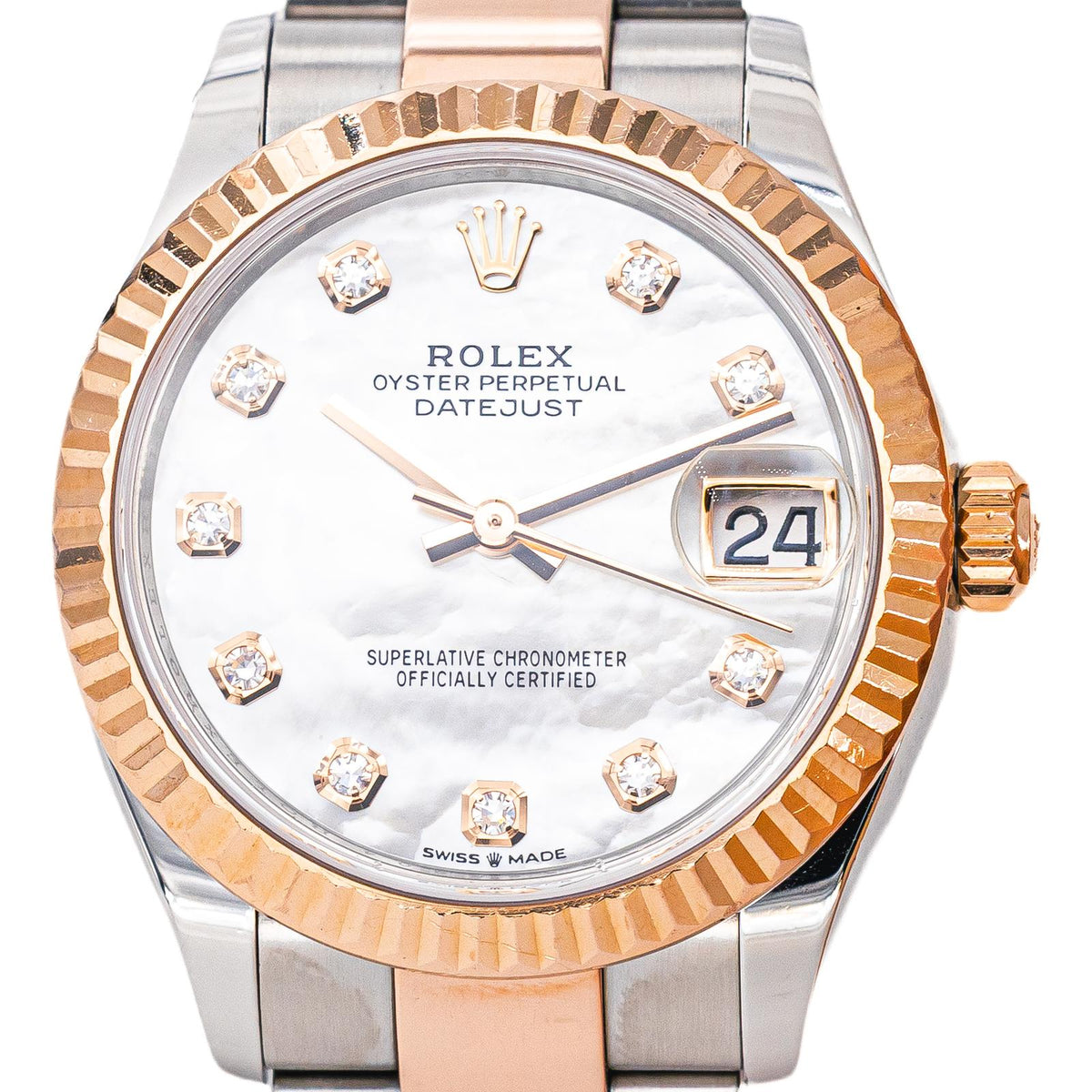 Rolex Datejust Watch, Rose gold and Mother-of-pearl