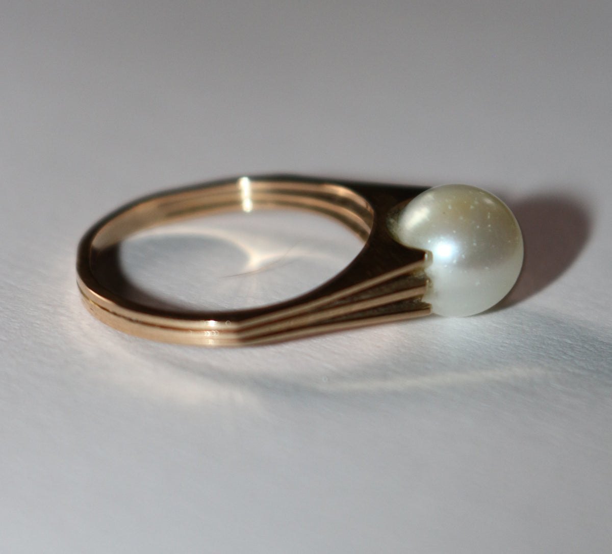 Yellow Gold Ring with a Cultured Pearl