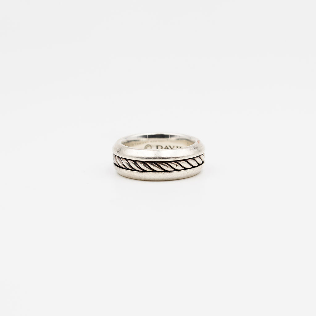DAVID YURMAN "Cable Inlay" Silver Bangle Ring