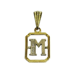 “M” Pendant in White gold, Yellow gold, and Diamonds