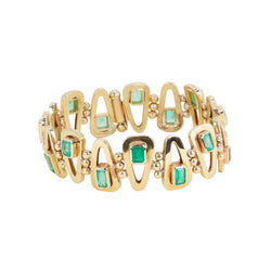 Yellow Gold Link Bracelet with Emeralds