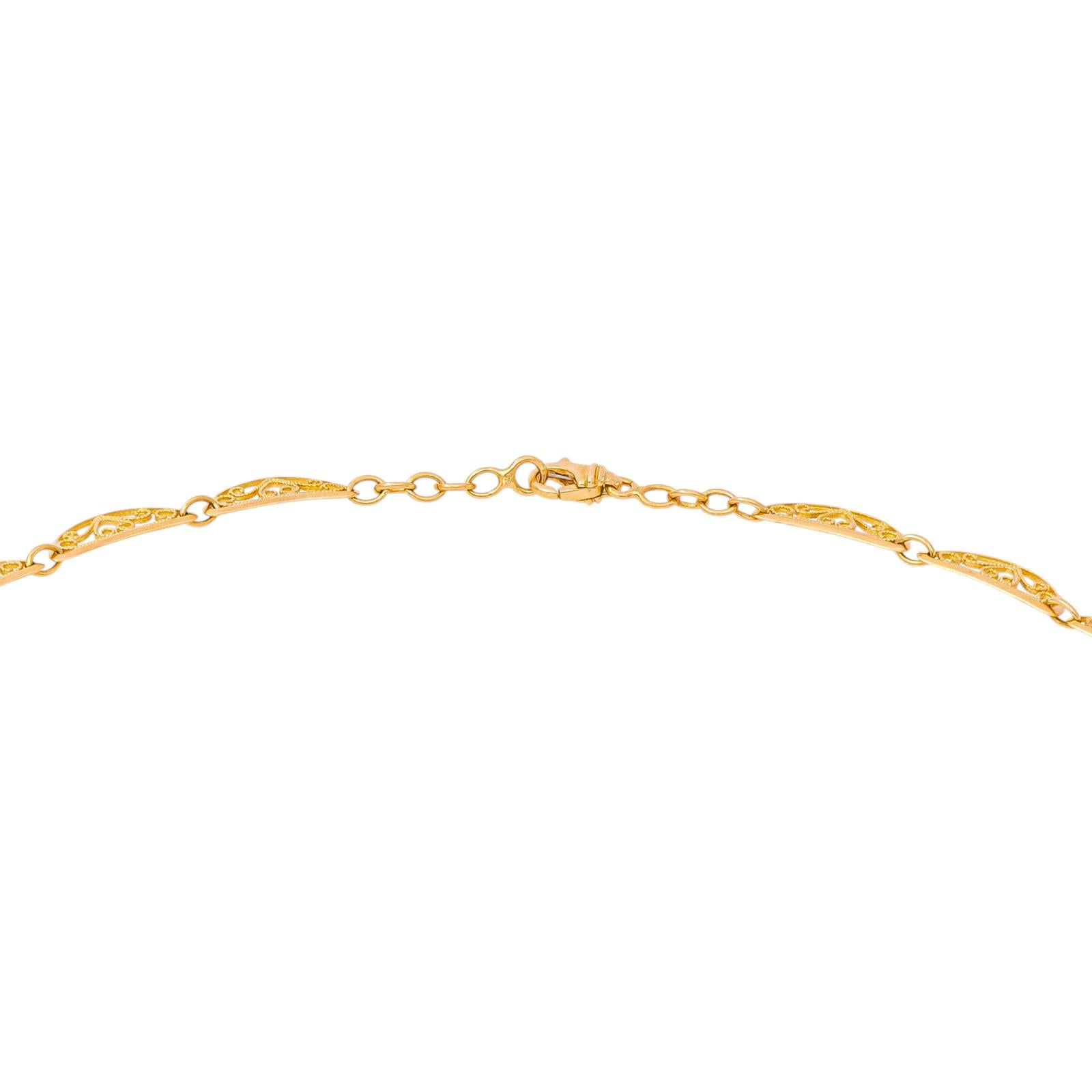 Yellow Gold Filigree Link Necklace