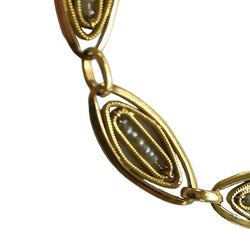 Yellow Gold Link Bracelet and Pearl Bracelet