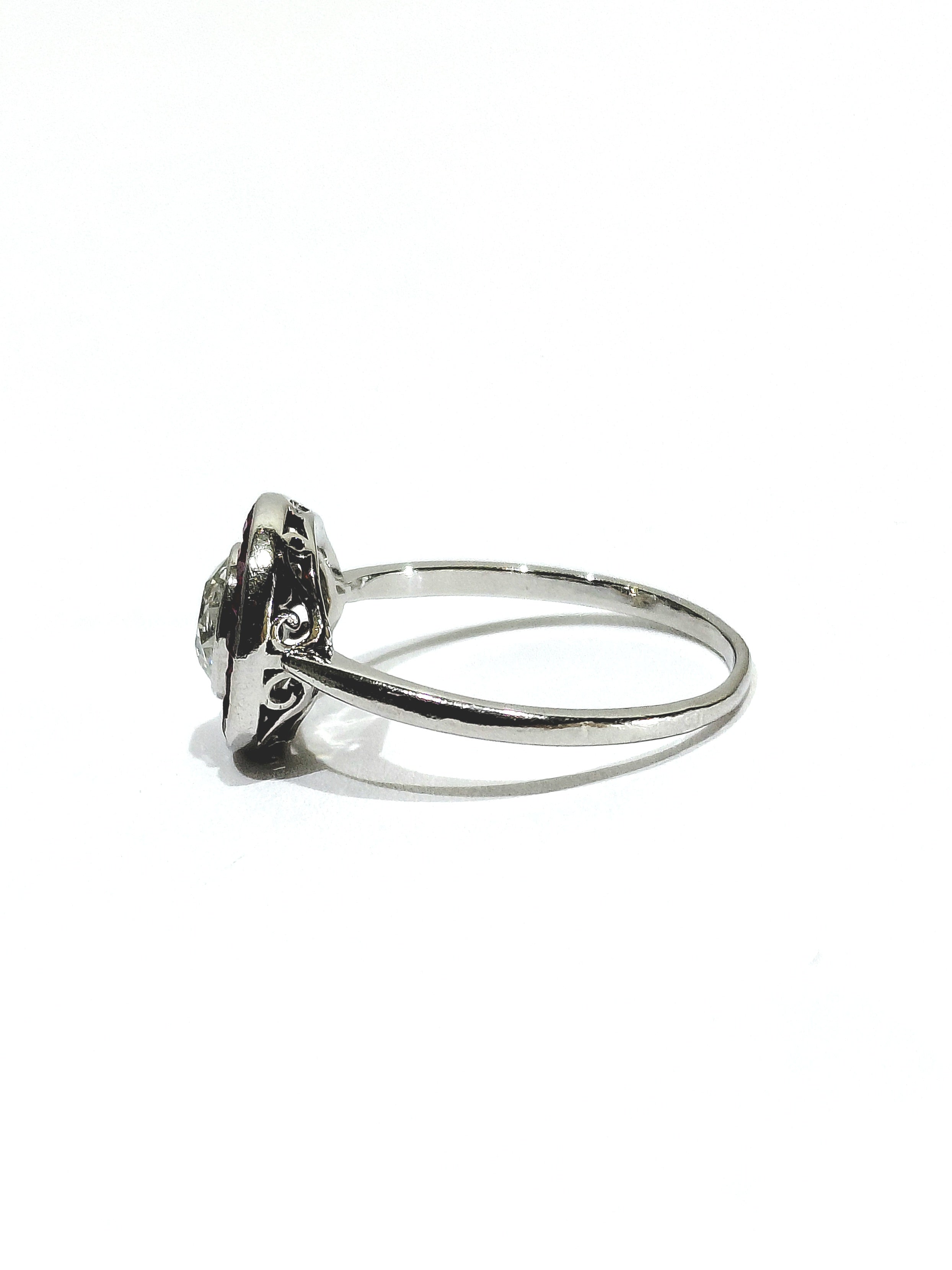 Platinum, Ruby, and Diamond Target Ring