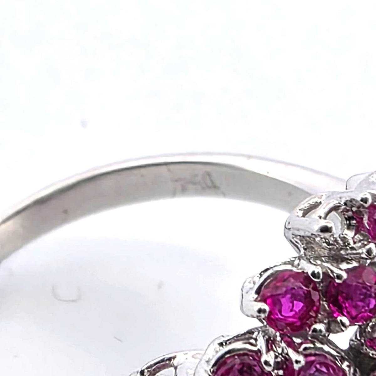 Cocktail Ring in White Gold, Ruby, and Diamonds