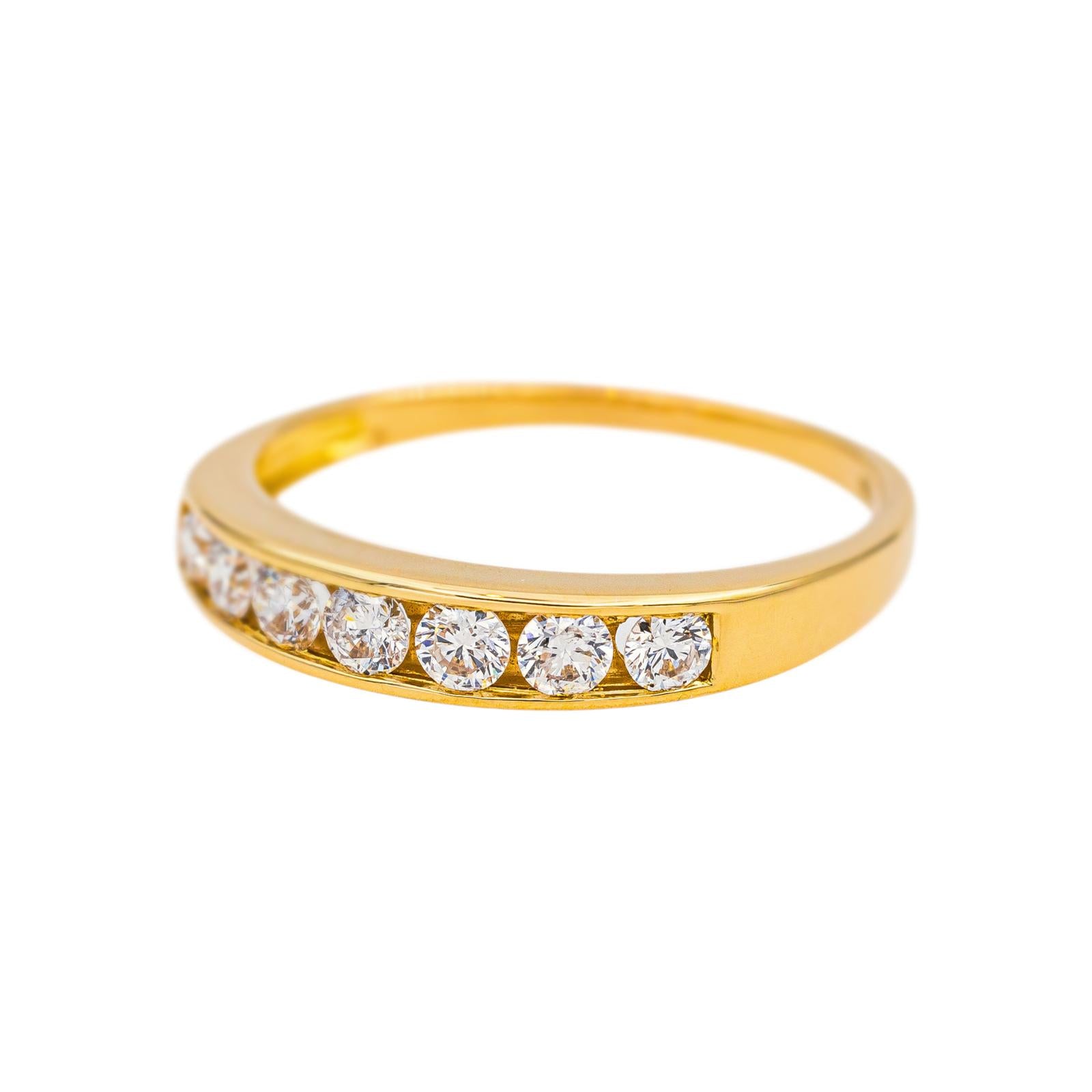 Bague Demi-alliance  Or jaune Diamant