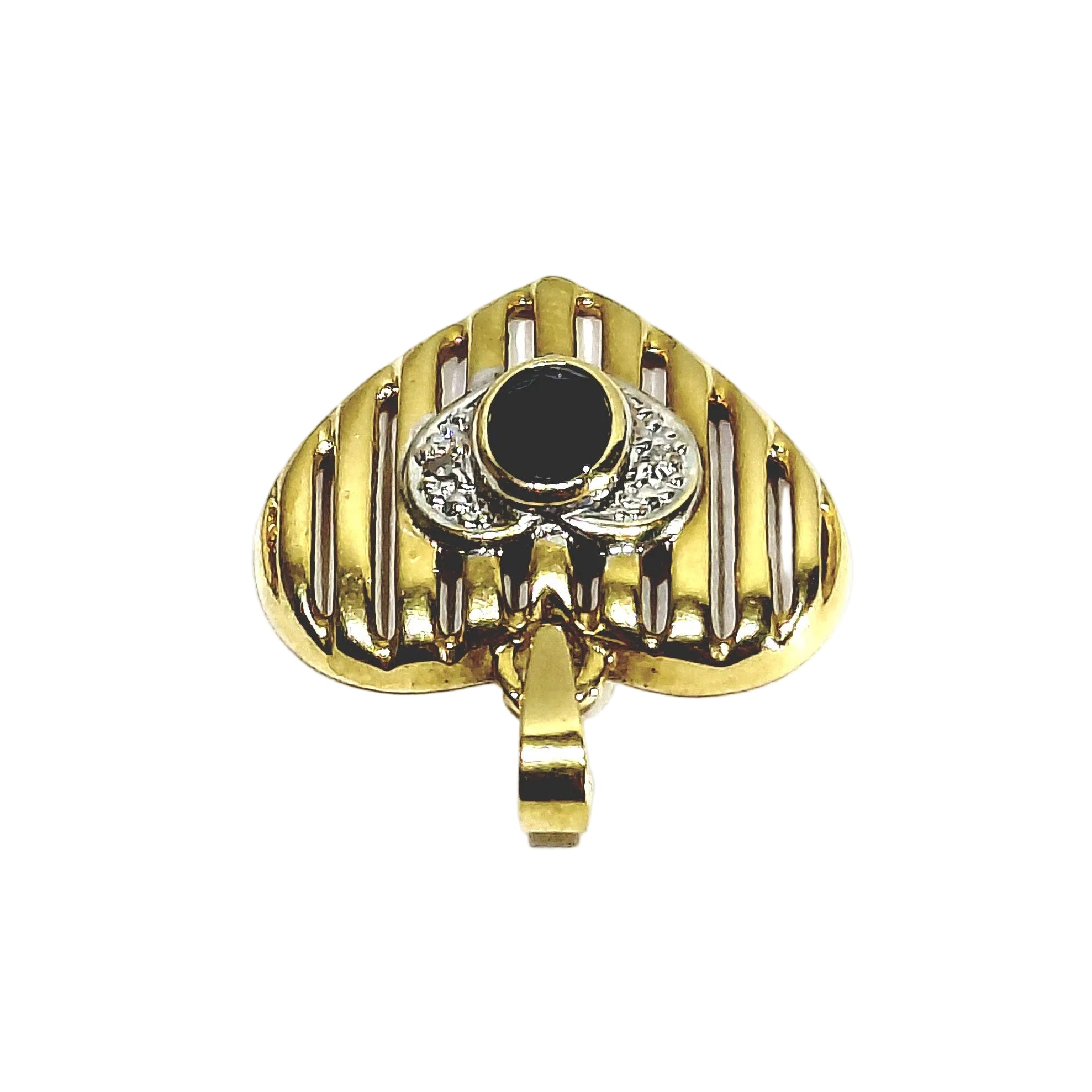 Gold heart pendant with Diamonds and Sapphire