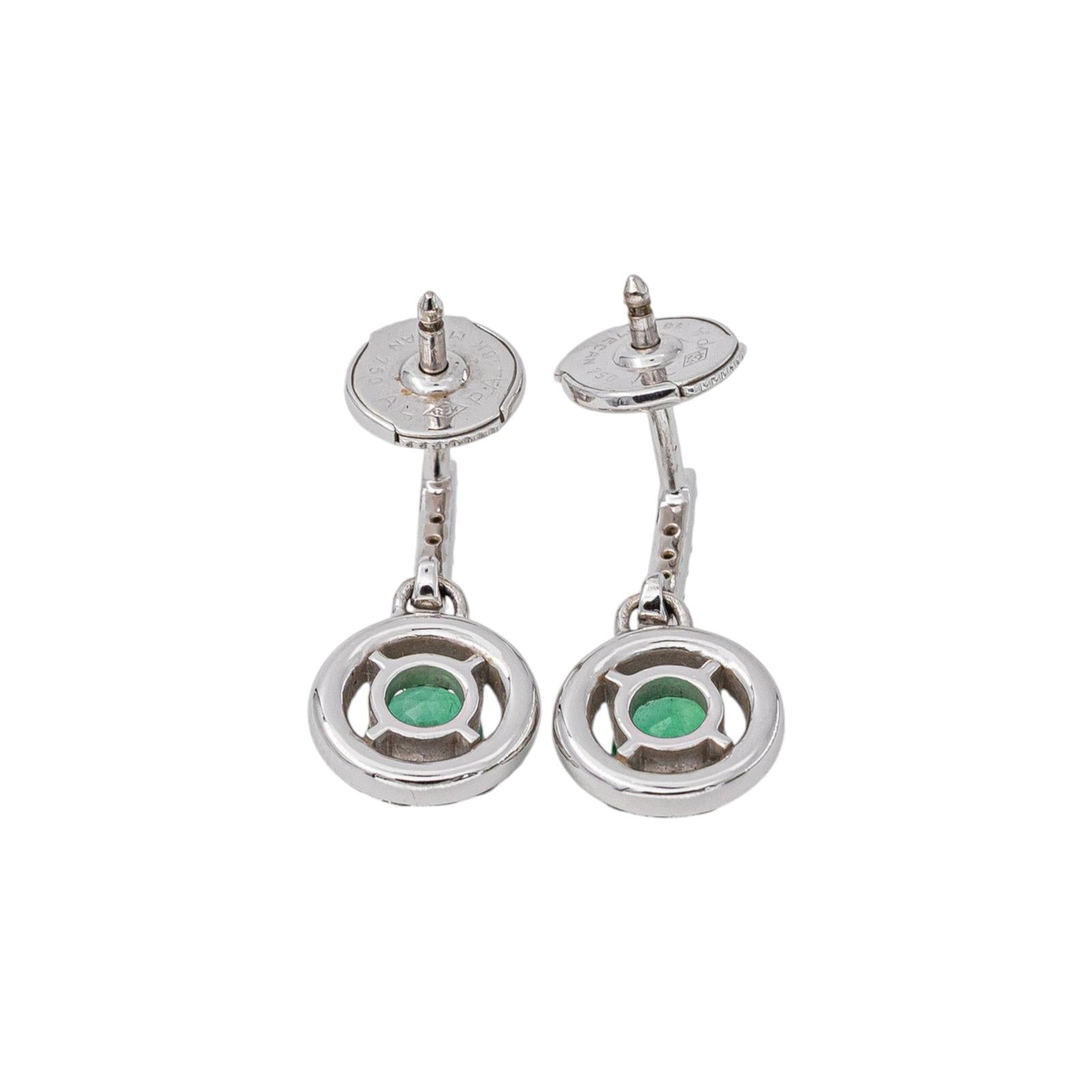White gold Emerald Drop Earrings