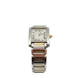 CARTIER "Tank Française" watch in yellow gold and stainless steel