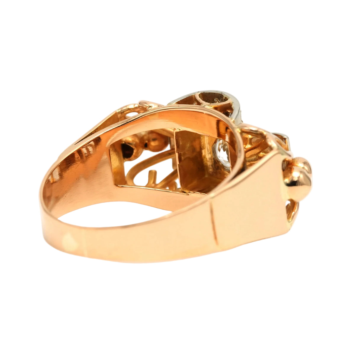 Tank Ring in white gold, yellow gold, and zirconia