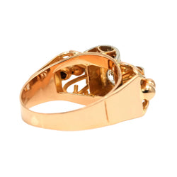 Tank Ring in white gold, yellow gold, and zirconia
