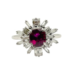 Bague Marguerite en or blanc, rubis et diamants