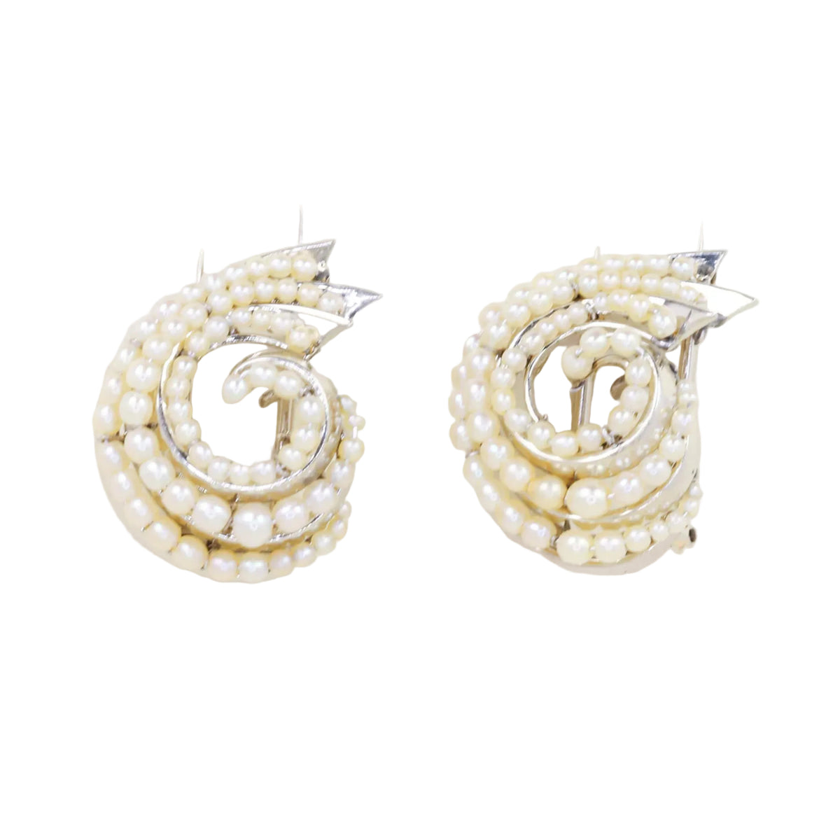 White Gold and Pearl Brooches