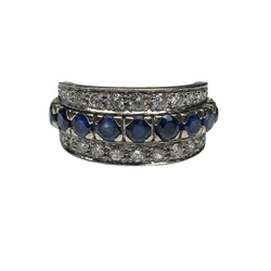 REMOVABLE 18K Gold Ring with Diamonds, Rubies, and Sapphires (Size 51)