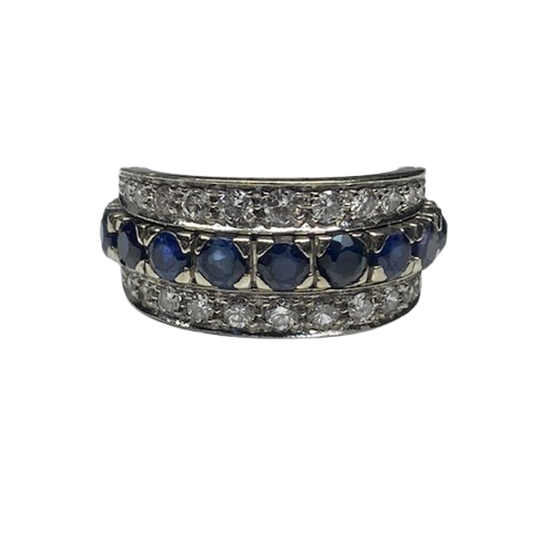 REMOVABLE 18K Gold Ring with Diamonds, Rubies, and Sapphires (Size 51)