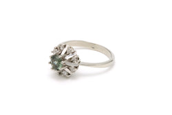 Bague Marguerite en or blanc, tourmaline et diamants