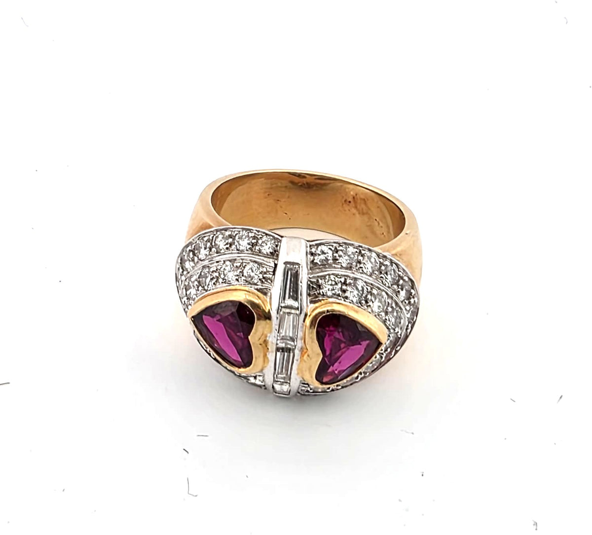 Yellow Gold Pave Ring with Rubies and Diamonds