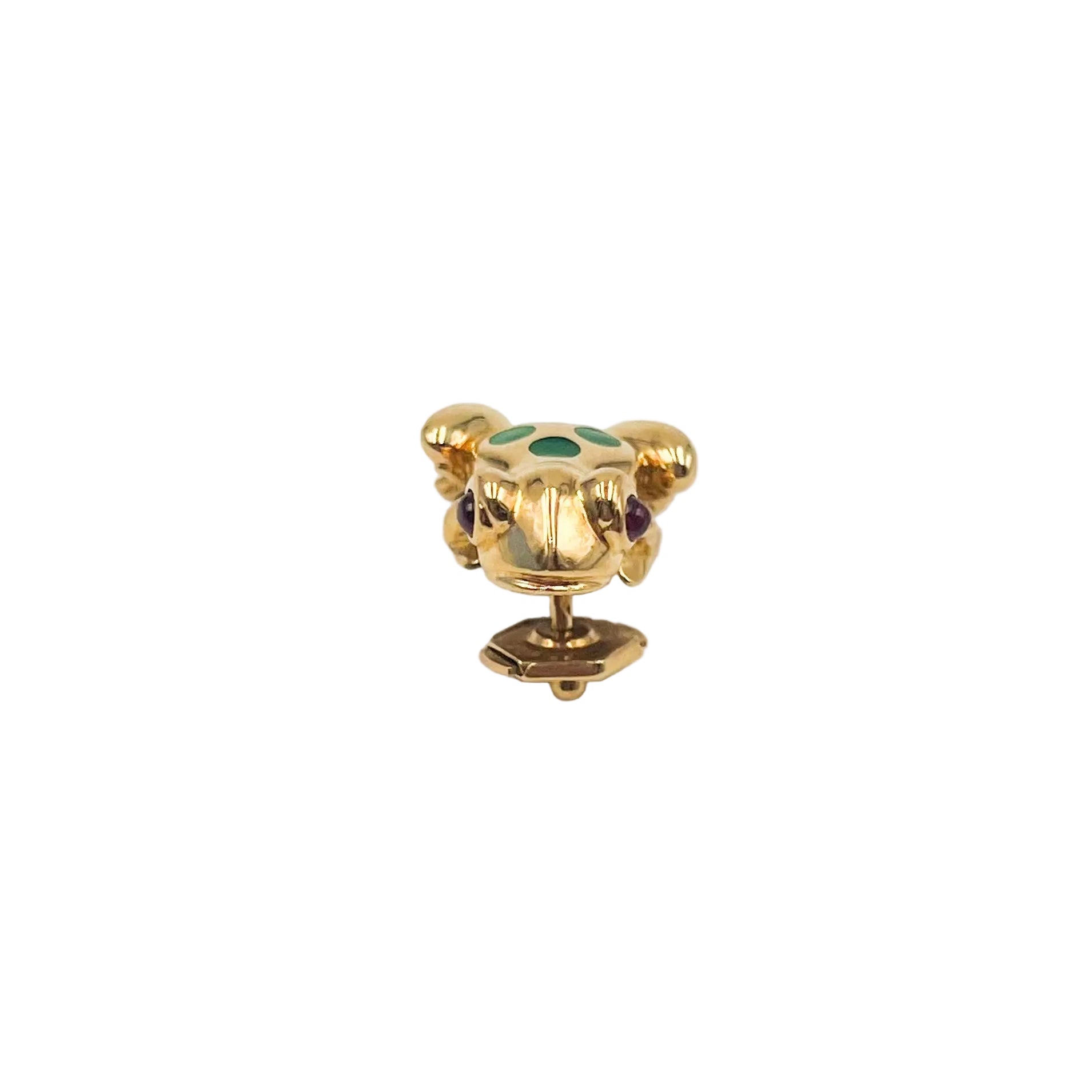 CARTIER "Frog" brooch in yellow gold, Enamel, and rubies
