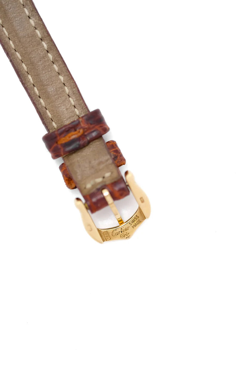 CARTIER "Baignoire" Watch in yellow gold and leather