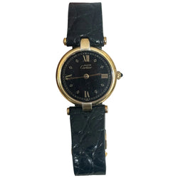 CARTIER "Must Vendôme Louis Cartier" watch in Vermeil and leather