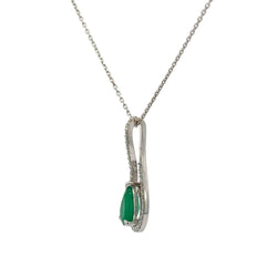 Pendentif en or blanc, émeraude et diamants