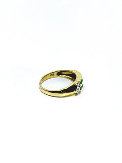 Yellow Gold Ring with Diamonds and Emeralds