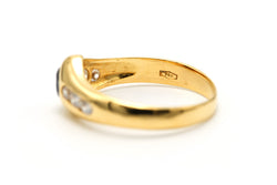 Bague Jonc en or jaune, saphir et diamants
