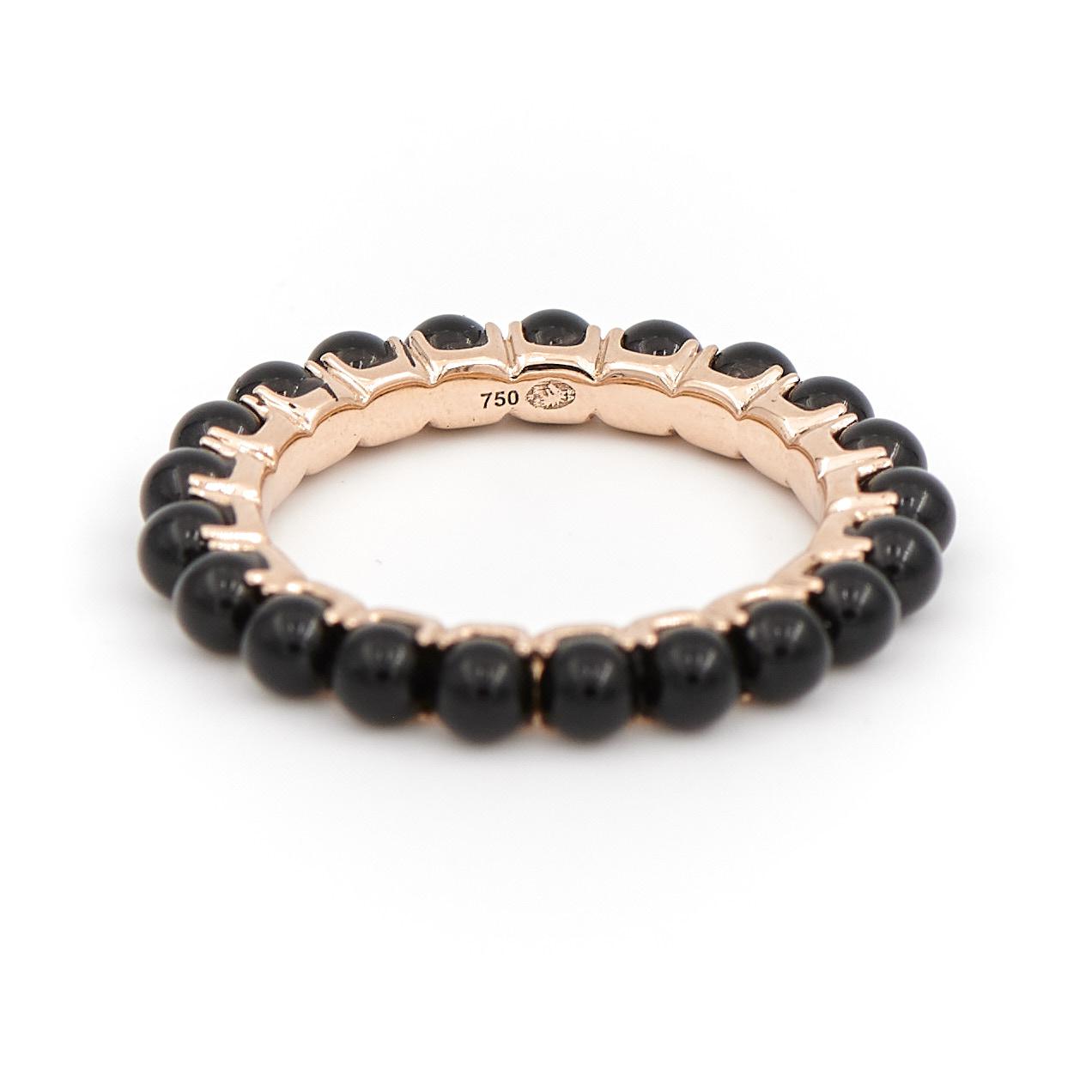 Bague Alliance GINETTE NY "Maria" en or rose et onyx