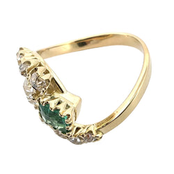"Toi & Moi" Ring in Yellow Gold, Emerald, and Diamonds