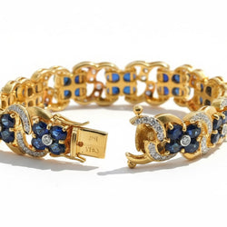 Yellow Gold Bracelet with Sapphires and Diamonds