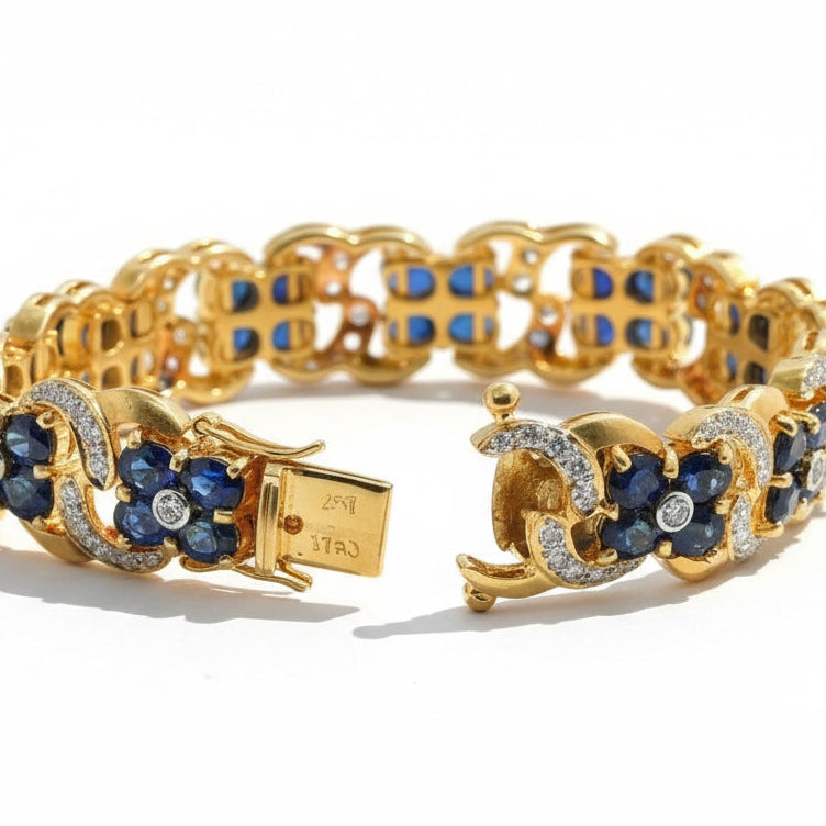 Yellow Gold Bracelet with Sapphires and Diamonds