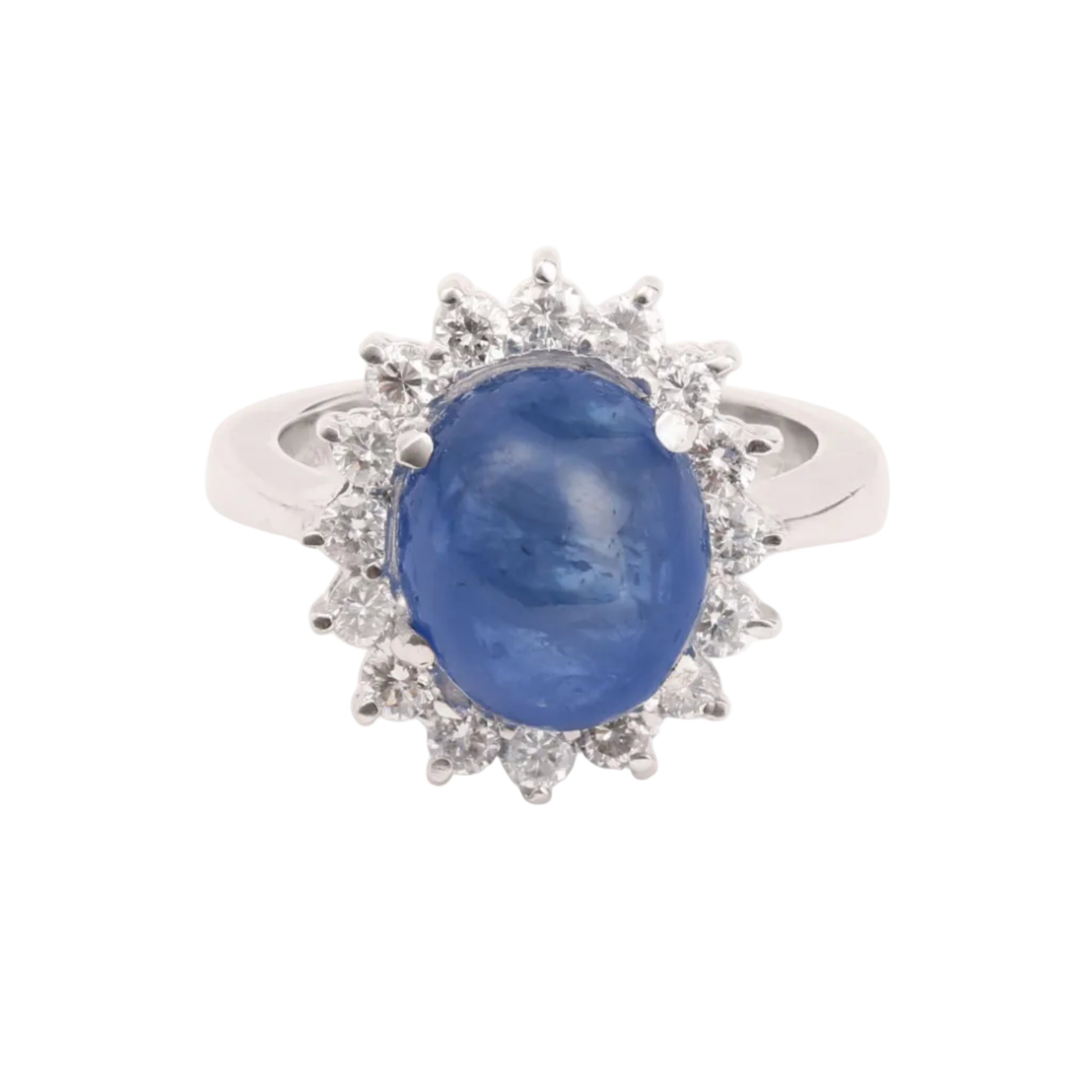 Bague Pompadour en or blanc, saphir et diamants