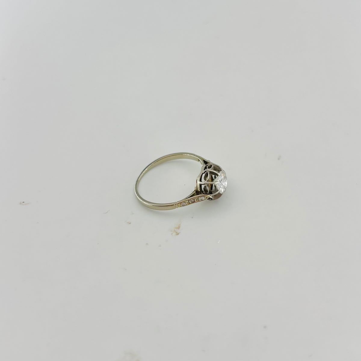 Solitaire Ring in White Gold, Platinum, and Diamonds