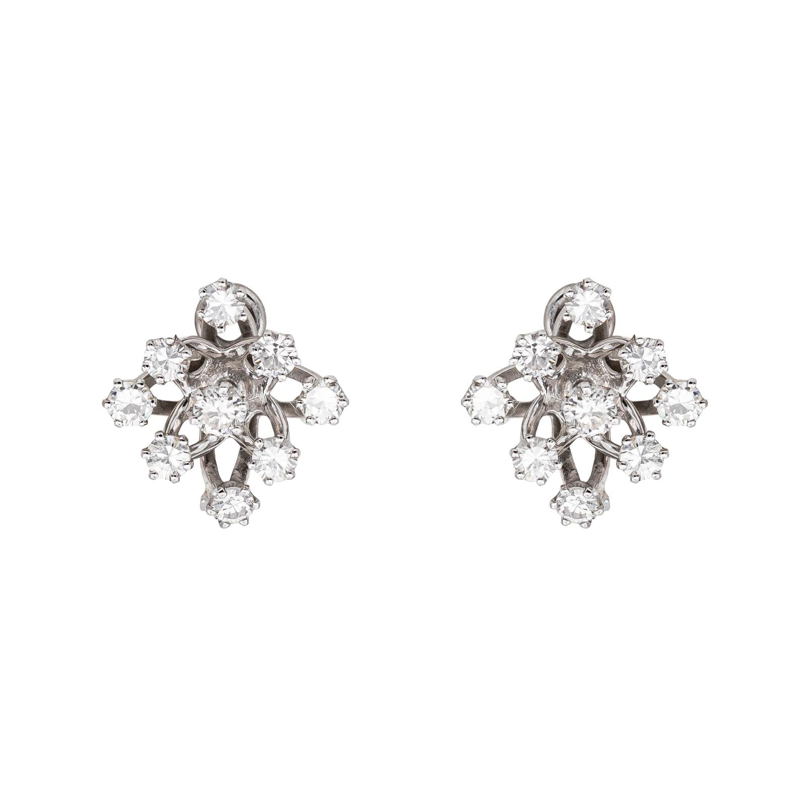 Boucles d'oreilles Clips Or blanc Diamant
