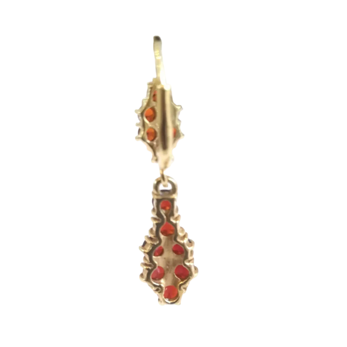 Yellow Gold Garnet Chandelier Earrings