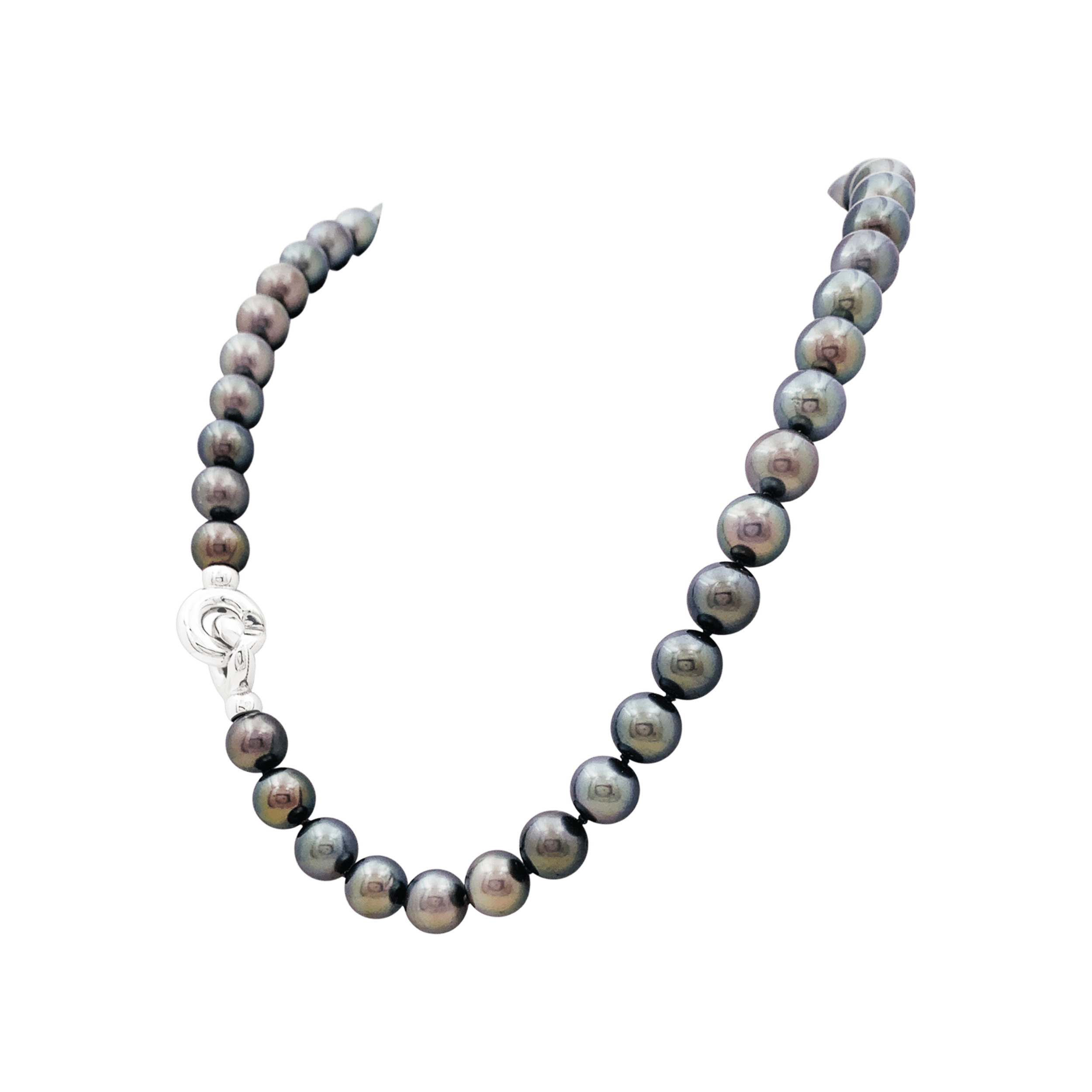 Collier 42 perles de Tahiti, fermoir en or blanc.