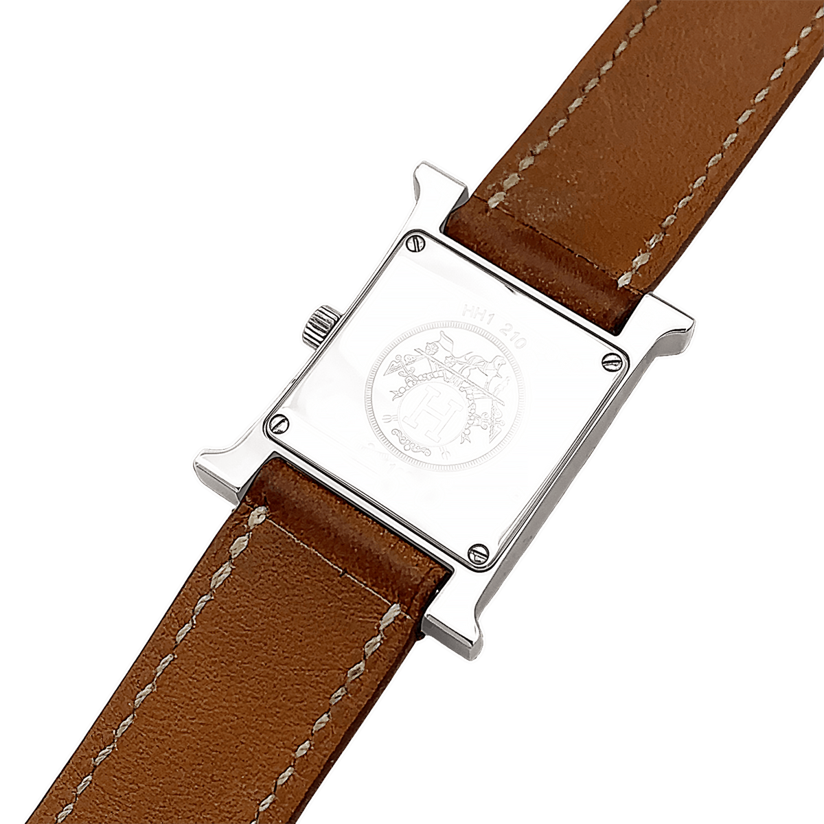 HERMÈS "Heure H" PM Watch in Steel and Leather