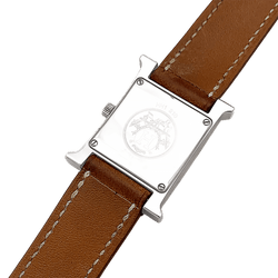 HERMÈS "Heure H" PM Watch in Steel and Leather