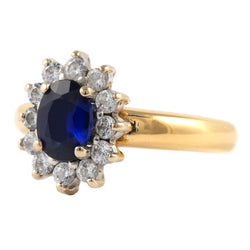 Marguerite Ring in Yellow Gold, Sapphire, and Zirconia