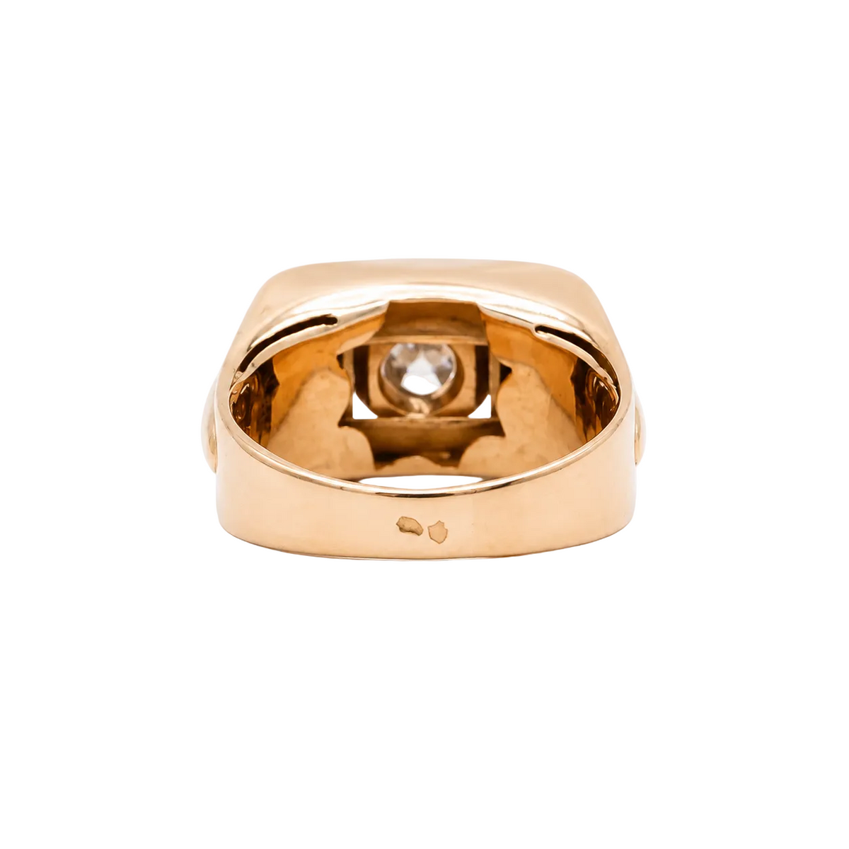 Tank Ring in Rose Gold, Platinum, and Diamond