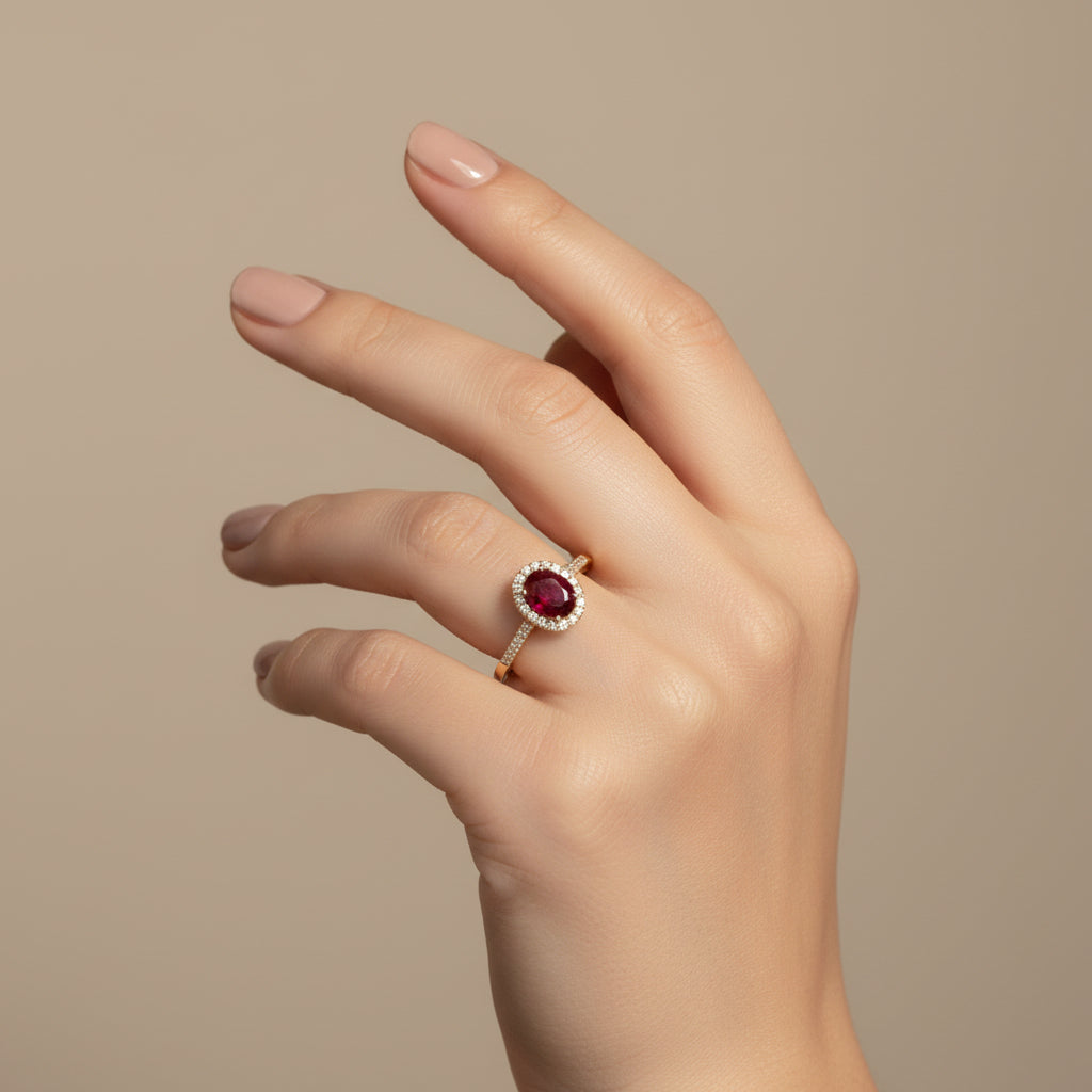 Ring in yellow gold and ruby