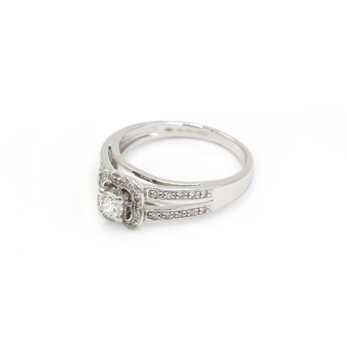 MAUBOUSSIN "Chance of Love No. 2" Solitaire Ring in White Gold and Diamonds